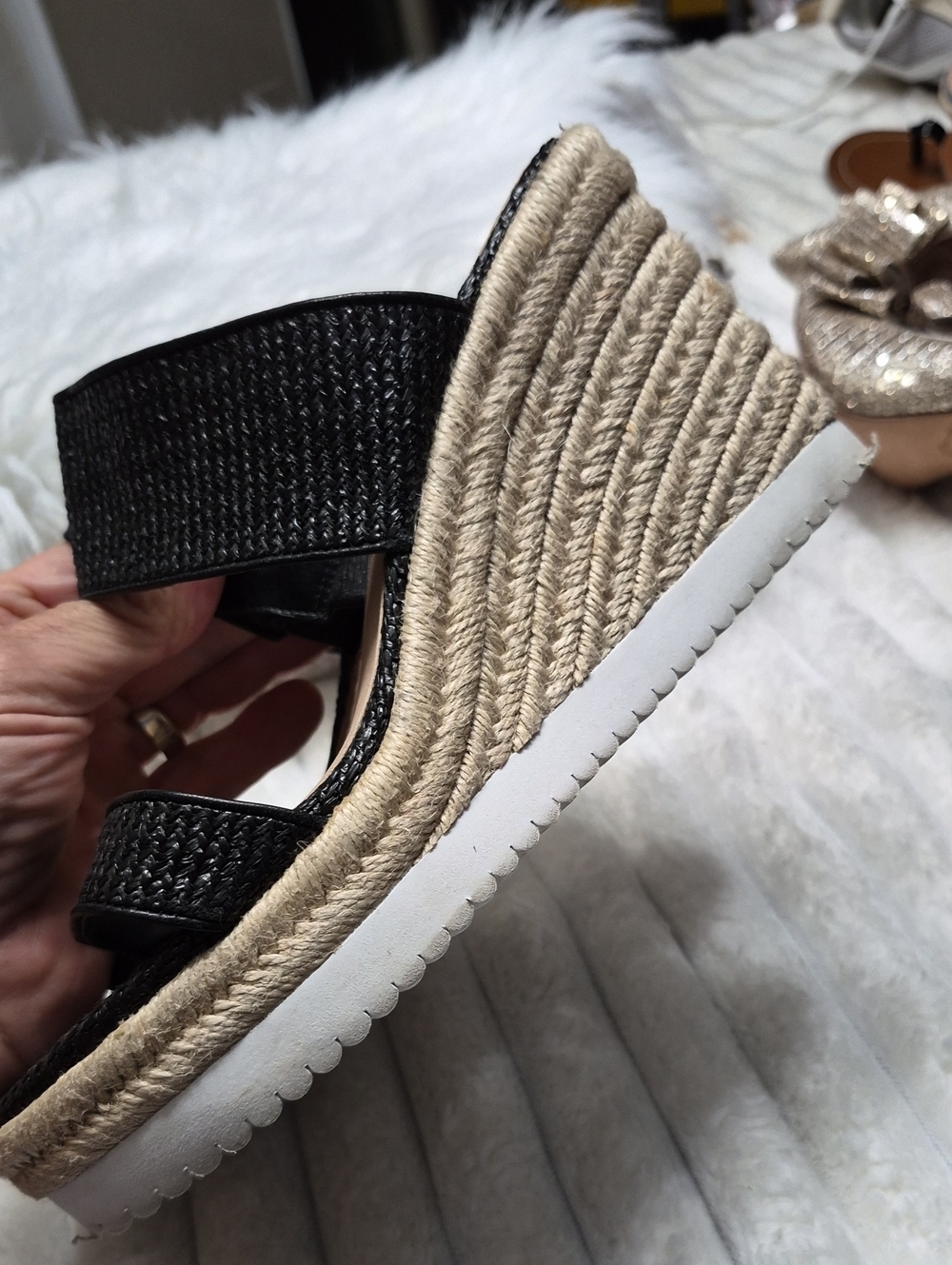 Stuart Weitzman Mykonos Two-Strap Wedge Espadrille Sandals Women's Sz 6.5 $395 - Picture 5 of 10